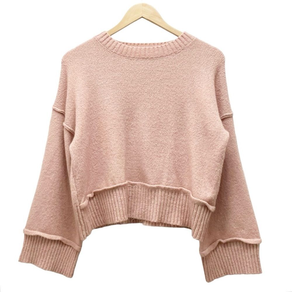 Double Zero Blush Pink Cropped Wide Sleeve Cozy Knit Sweater Women’s Size Small